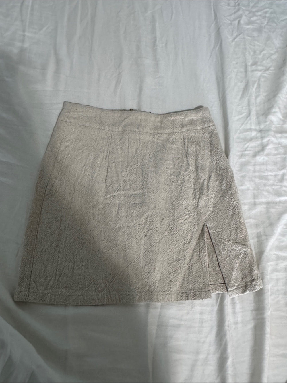 Lioness Cream Textured Mini Skirt with Side Slit